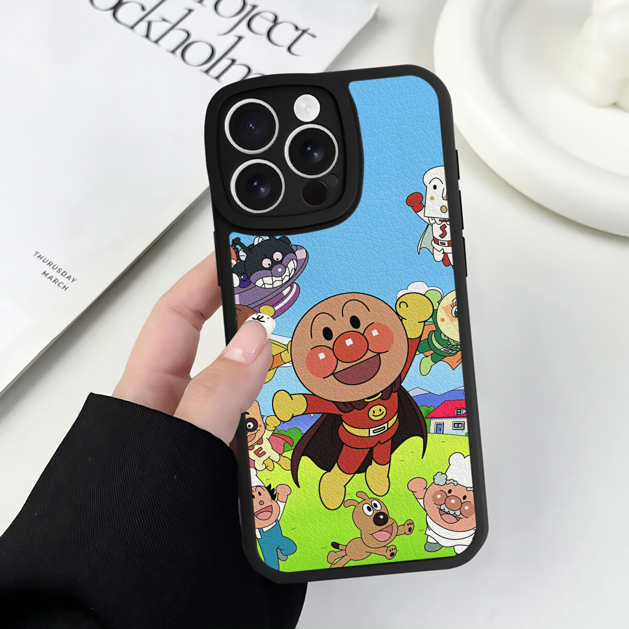 （画像用） アンパンマン Anpanman 【iPhone 16シリーズ対応】シリコンスマホケース（レザー調） 材質：シリコン